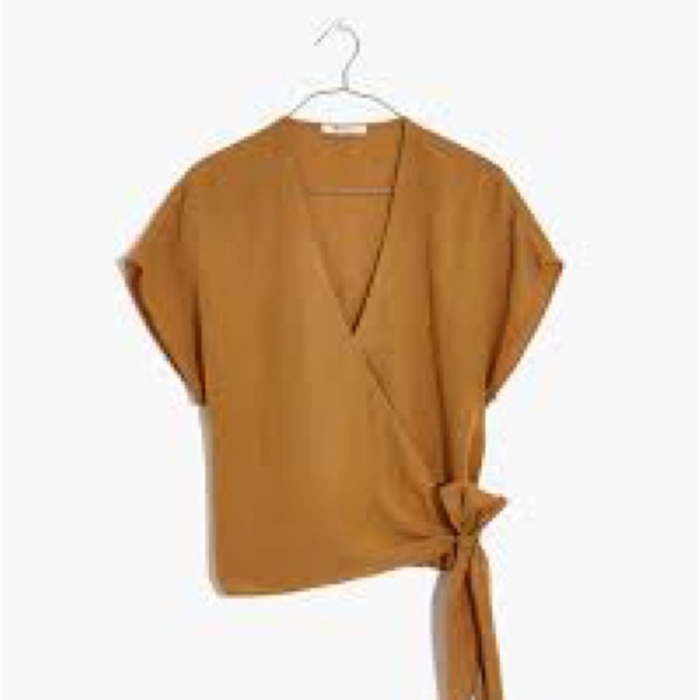 Tie-Front V-Neck Women's Top in Camel